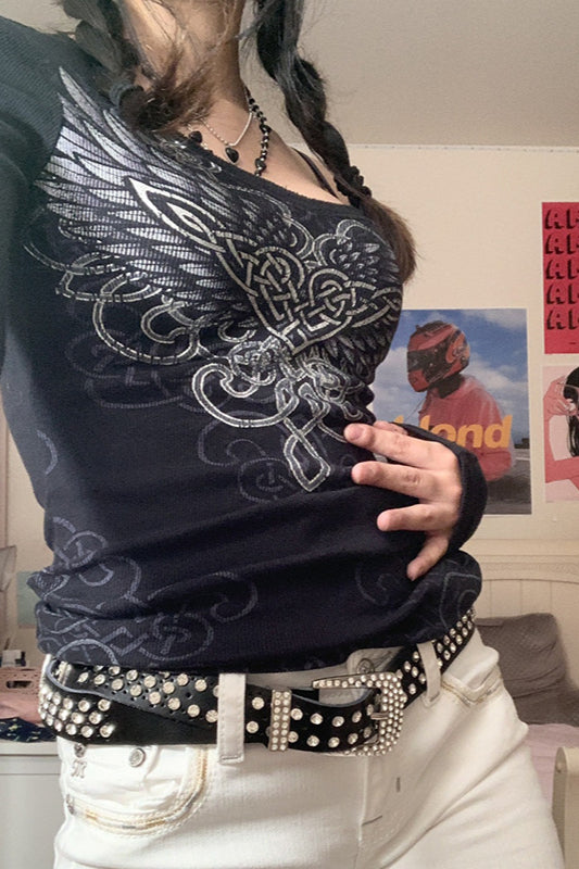 Heart Wings Slim Fit Ribbed T-shirt