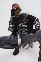 Casual Distressed Long Sleeve Blouse