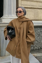 Vintage British-Style Wool Midi Oversized Coat