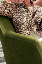 Leopard Print Zipper Cropped Jacket