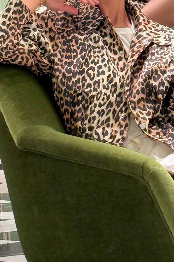 Leopard Print Zipper Cropped Jacket