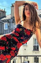 Floral Print Spaghetti Strap Bodycon Floral Dress