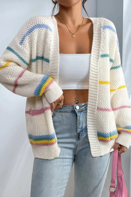 Rainbow Striped Loose Fit Knit Cardigan