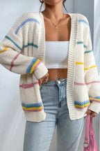Rainbow Striped Loose Fit Knit Cardigan