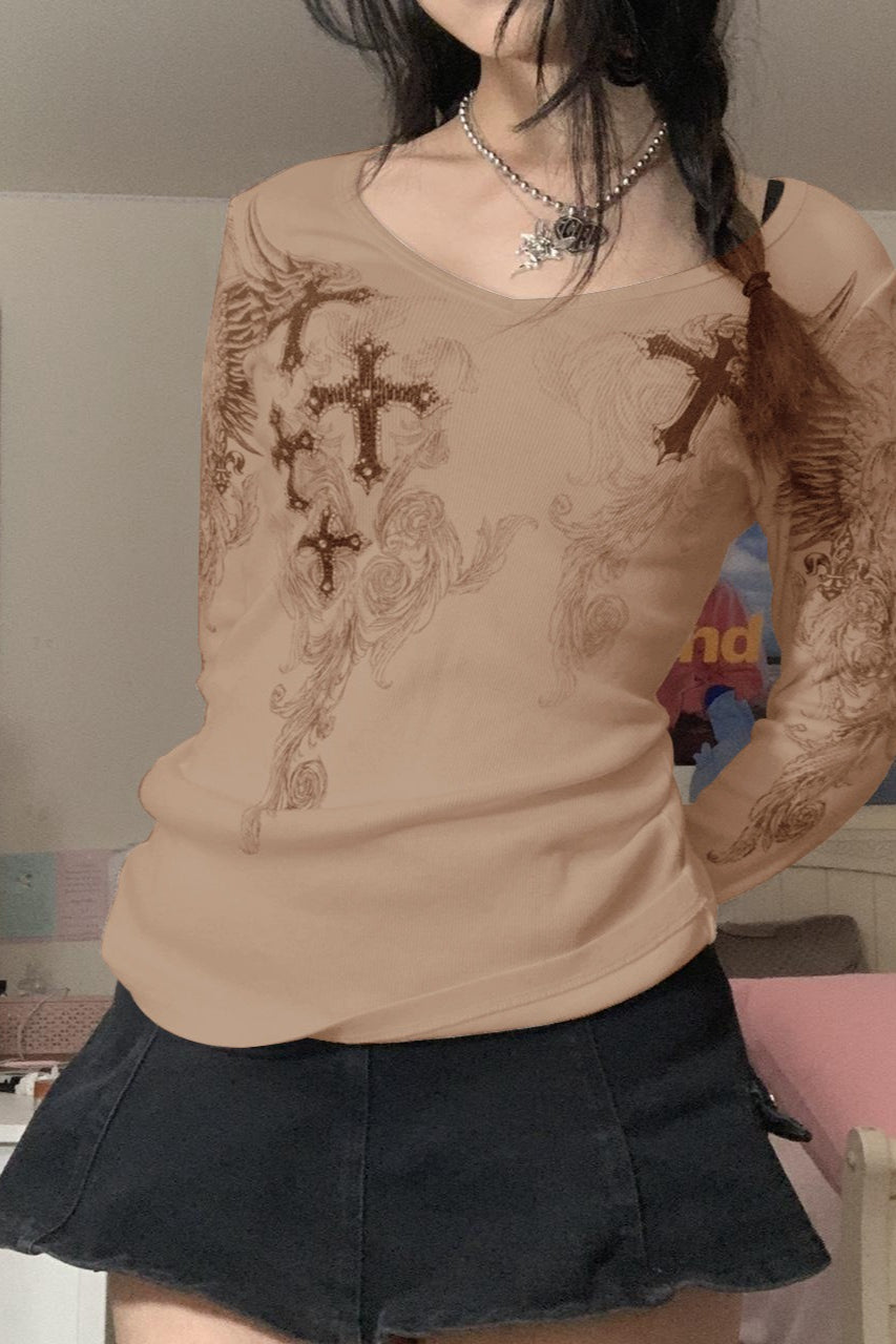 Slim Fit Printed Round Neck T-Shirt