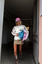 Colorblock Panel Faux Leather Coat