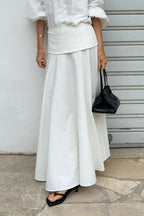 Solid A-Line Midi Skirt