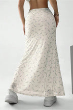 Floral Satin A-Line Midi Skirt