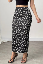 Slim Digital Floral Print Comfortable Maxi Skirt