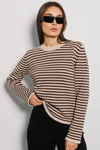 Ribbed Colorblock Striped Knit Sweater