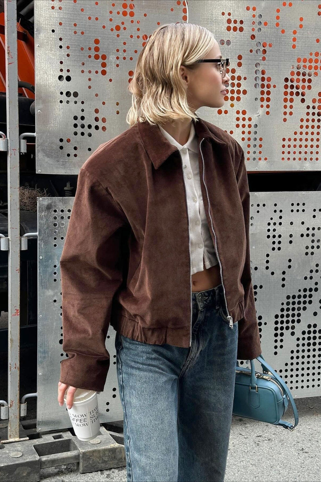 Retro Corduroy Collared Jacket