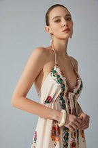 Colorful Floral Maxi Strap Boho Dress