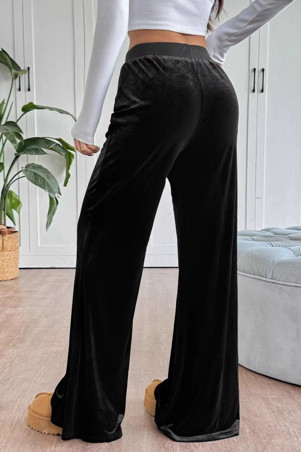 High Waist Velvet Flare Pants