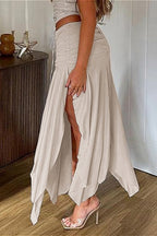 Vintage Low-Waist Ruched Asymmetrical Skirt