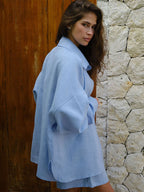 Long Sleeve Shirt Shorts Set Blouse