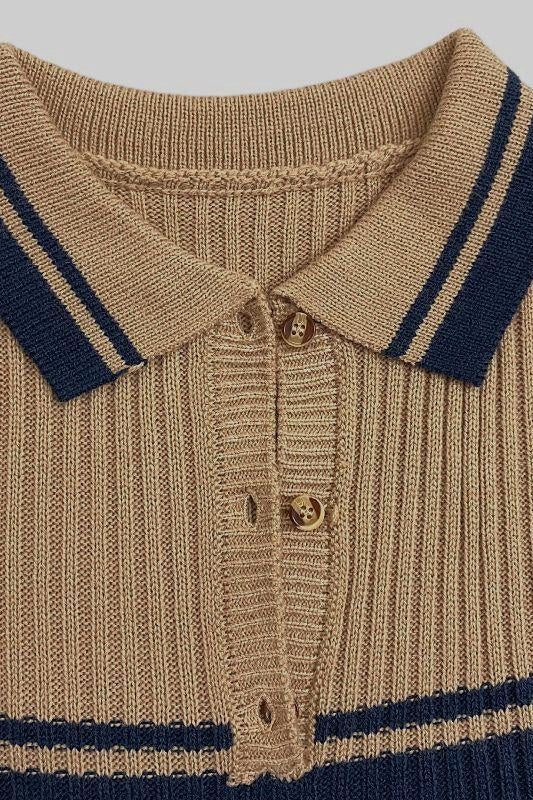 Striped Colorblock Long Sleeve Knit Sweater