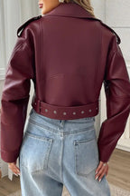 Vintage Cropped PU Leather Jacket