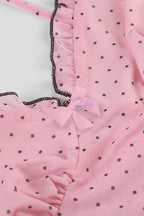 Sweet Mesh Polka Dot Crop Blouse