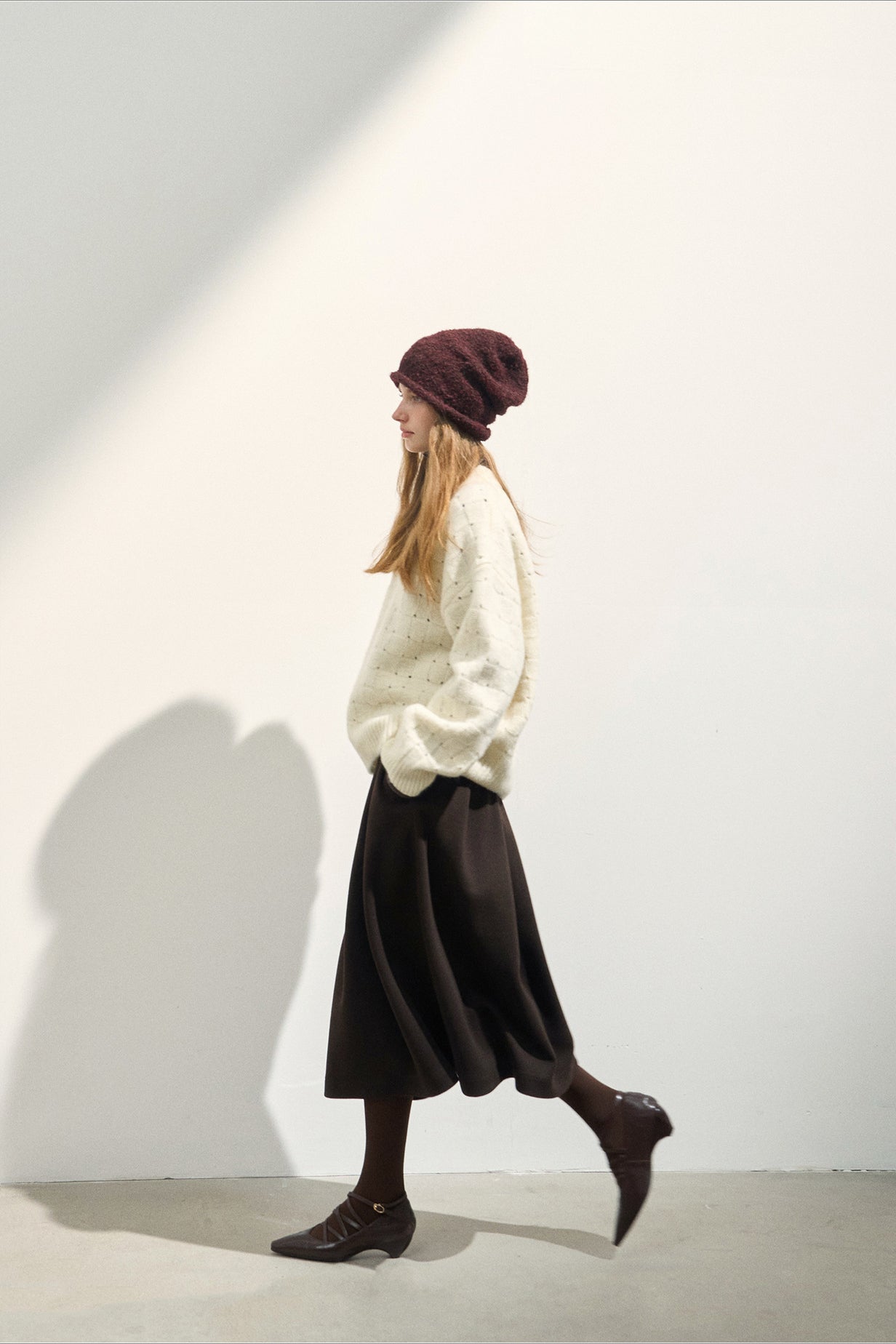 Loose Fit Crew Neck Wool Blend Knit Sweater