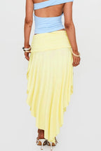 Wrinkled High Waist Asymmetrical Split Skirt