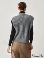 Cable Knit Graceful Button Down Vest