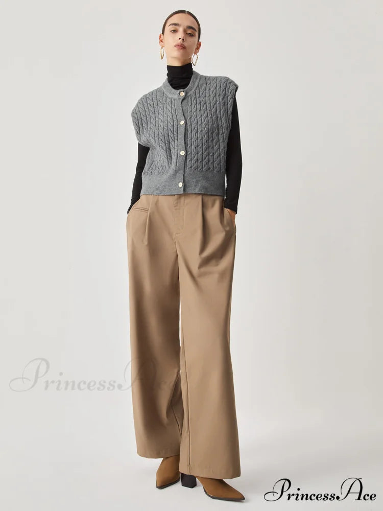 Cable Knit Graceful Button Down Vest