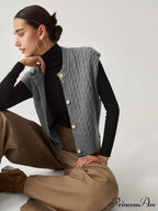 Cable Knit Graceful Button Down Vest