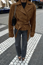 Belted Brown Suede Jacket