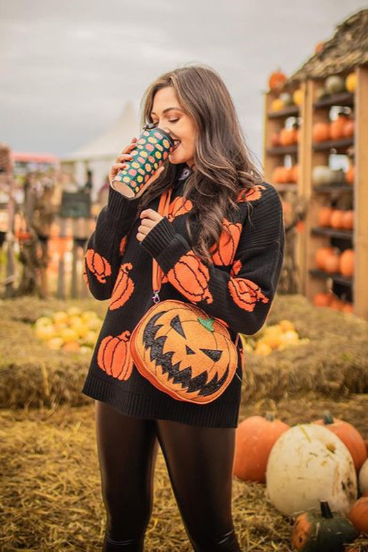 Loose Fit Pumpkin Knit Sweater