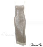 Cafe Au Lait Charming Beaded Maxi Dress