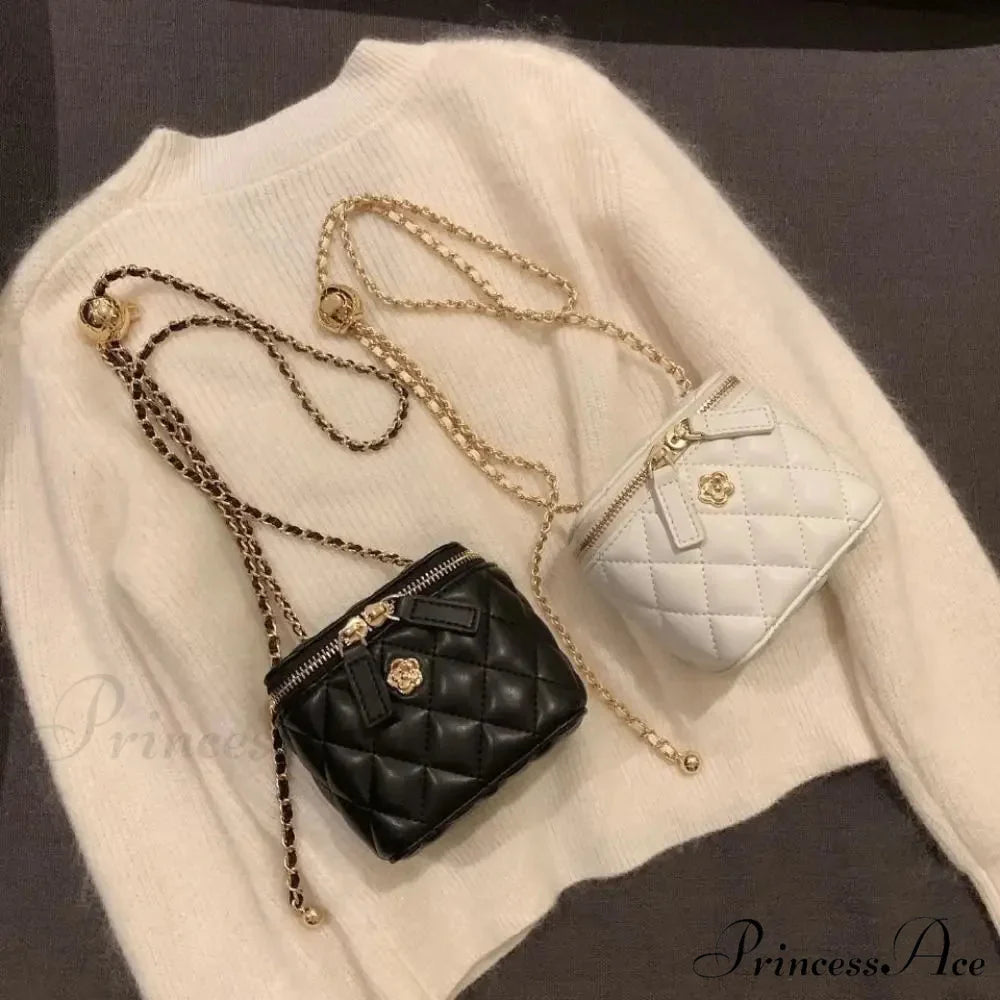 Camellia Diamond Chain Bucket Crossbody