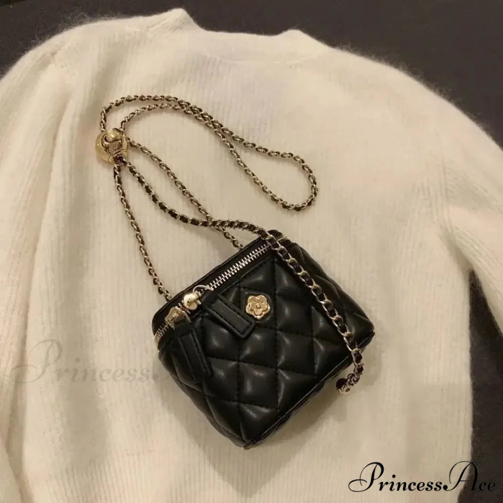 Camellia Diamond Chain Bucket Crossbody