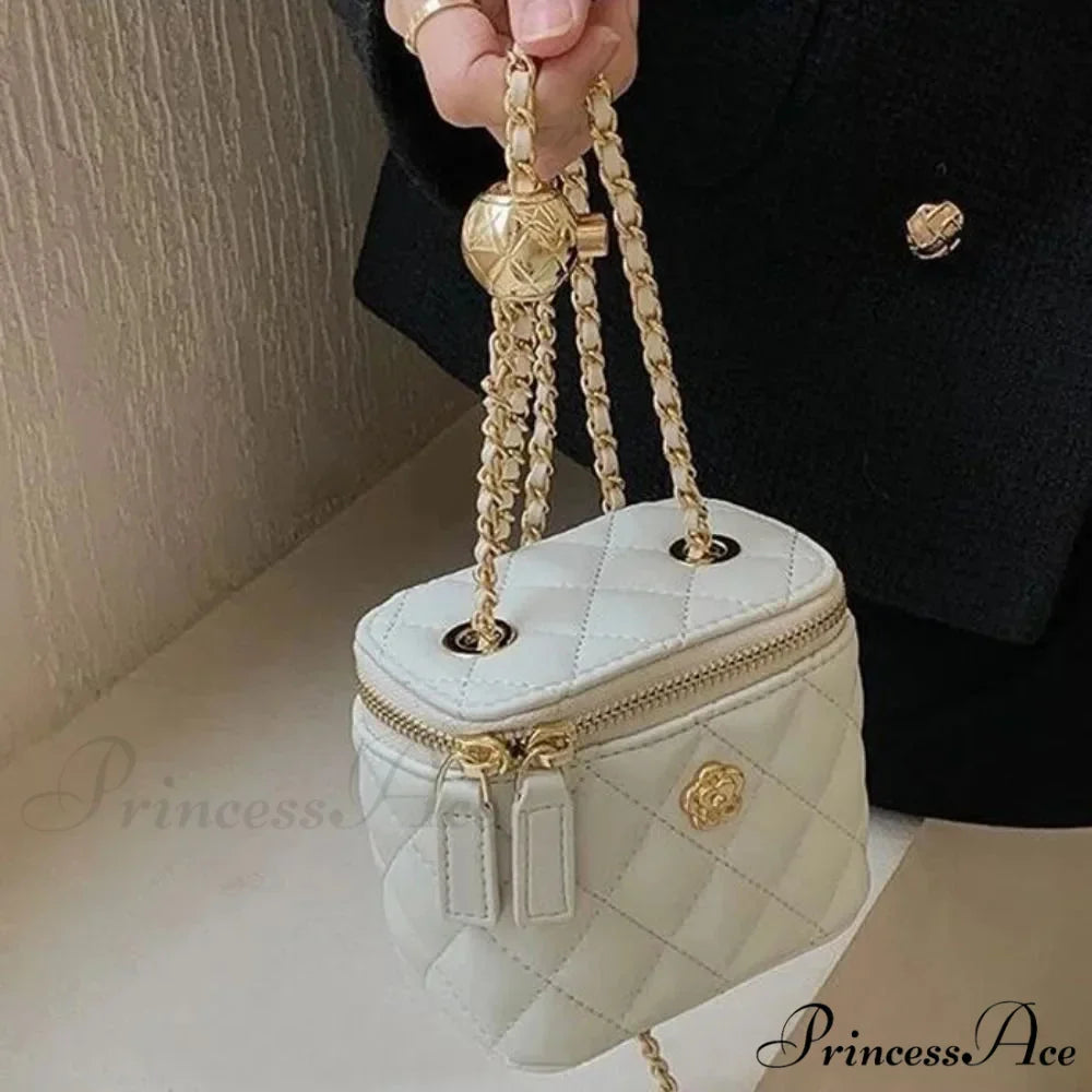 Camellia Diamond Chain Bucket Crossbody