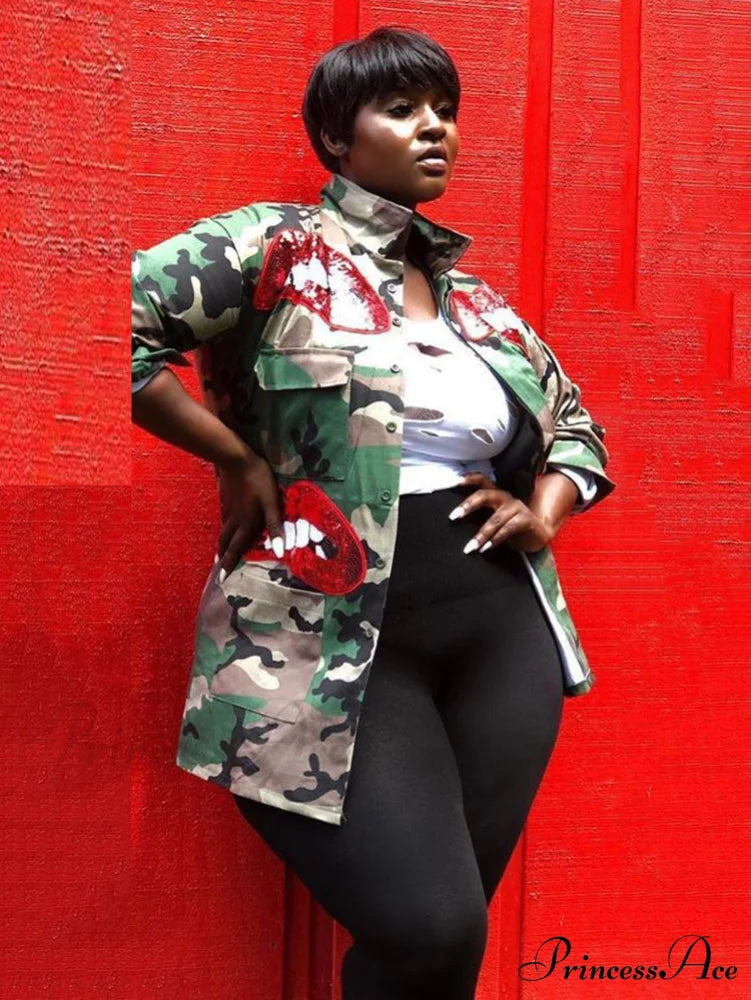 Camo Ripped Graceful Tassels Flared Jeans