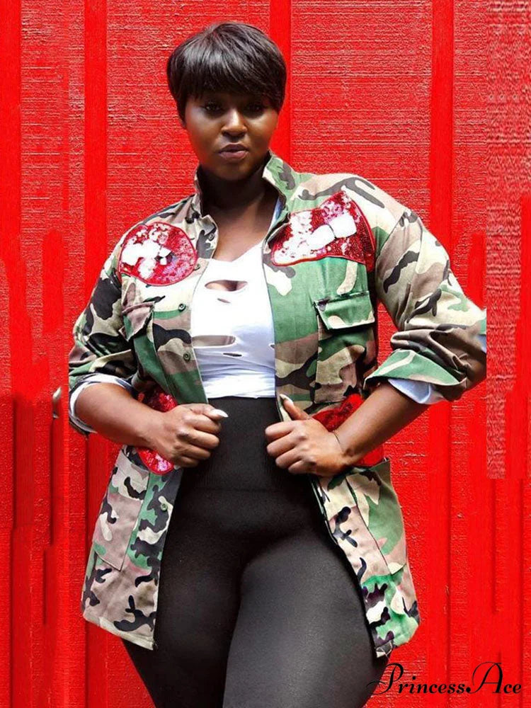 Camo Ripped Graceful Tassels Flared Jeans