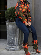 Camo Side Graceful Slit Bandage Skirt