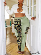 Camou Print Graceful Zip Up Jacket