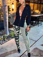 Camou Print Graceful Zip Up Jacket