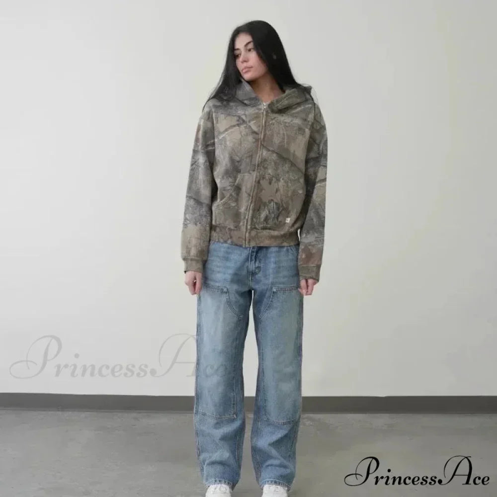 Camouflage Design Zipper Urban Hoodie