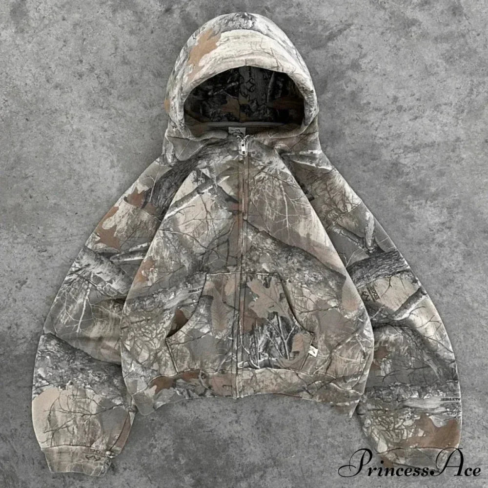 Camouflage Design Zipper Urban Hoodie