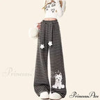 Canine Patterned Striped Fleece Informal Trousers