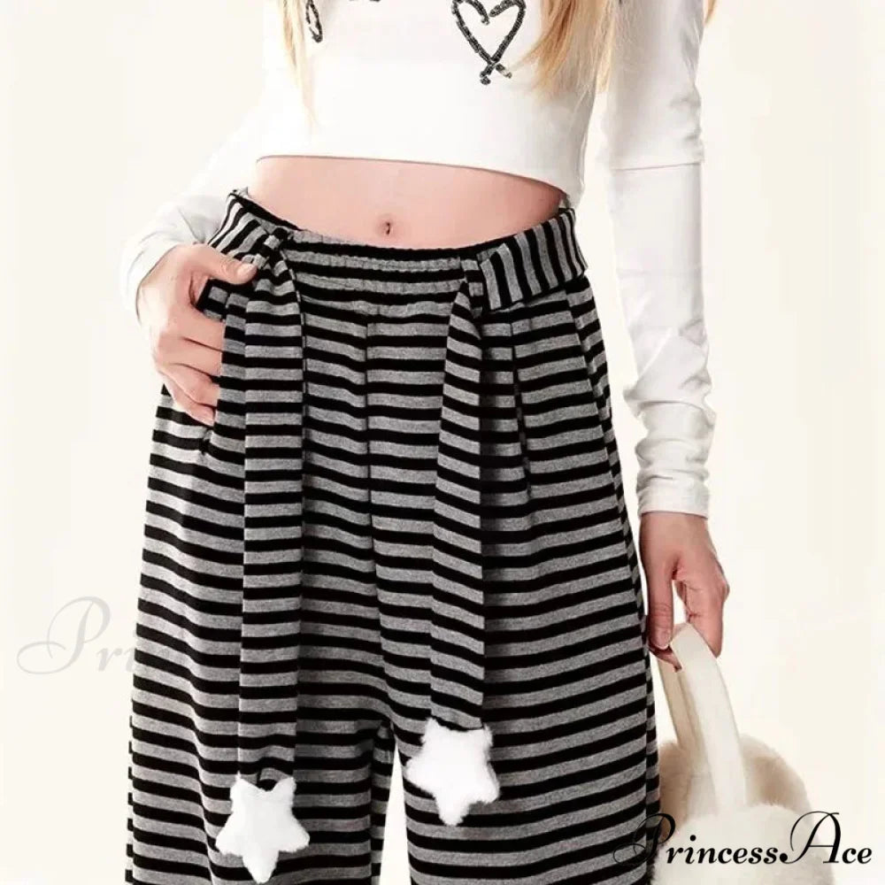 Canine Patterned Striped Fleece Informal Trousers