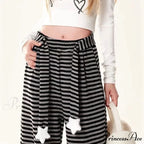 Canine Patterned Striped Fleece Informal Trousers