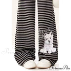 Canine Patterned Striped Fleece Informal Trousers