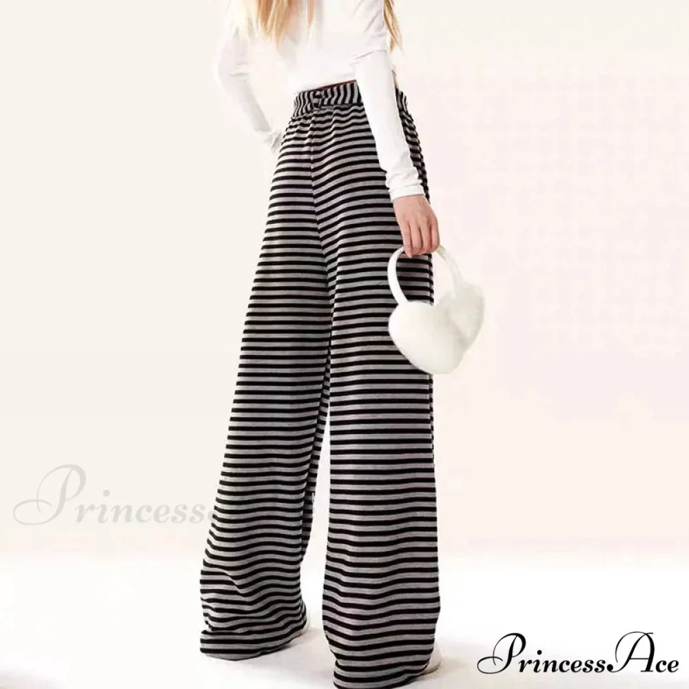 Canine Patterned Striped Fleece Informal Trousers