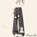 Canine Patterned Striped Fleece Informal Trousers