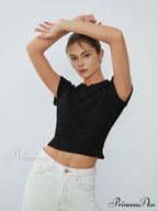Cap Sleeve Graceful Knit Crop Top