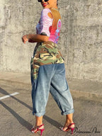 Cap Sleeve Seamed Detail Contrast Classic Trim Ribbed Crop Top