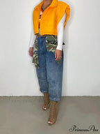 Cap Sleeve Seamed Detail Contrast Classic Trim Ribbed Crop Top