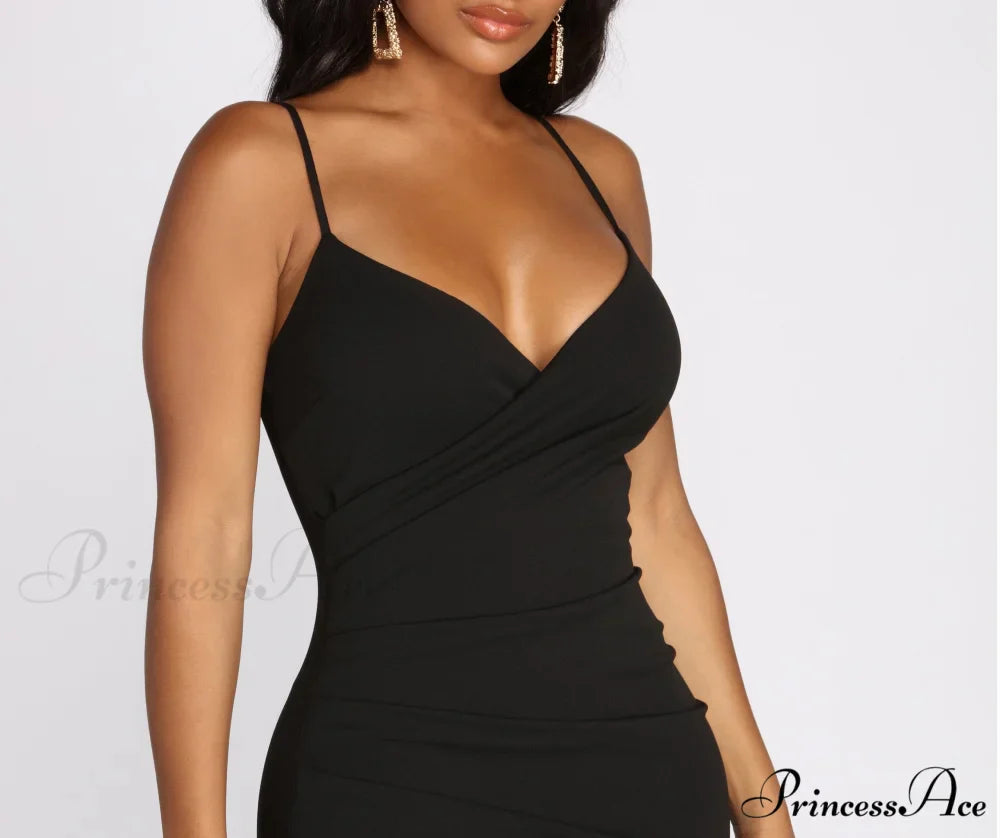 Captivate Me Asymmetric Charming Crepe Mini Dress